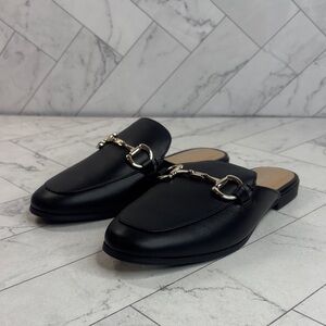 NWT Alfani Step N Flex Womens Garlend Black Leather Slip-On Mule Flats Size 5M